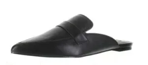 Steve Madden Flavor Black Leather Slip On Pointed Toe Fashion Flat Sandals Mules