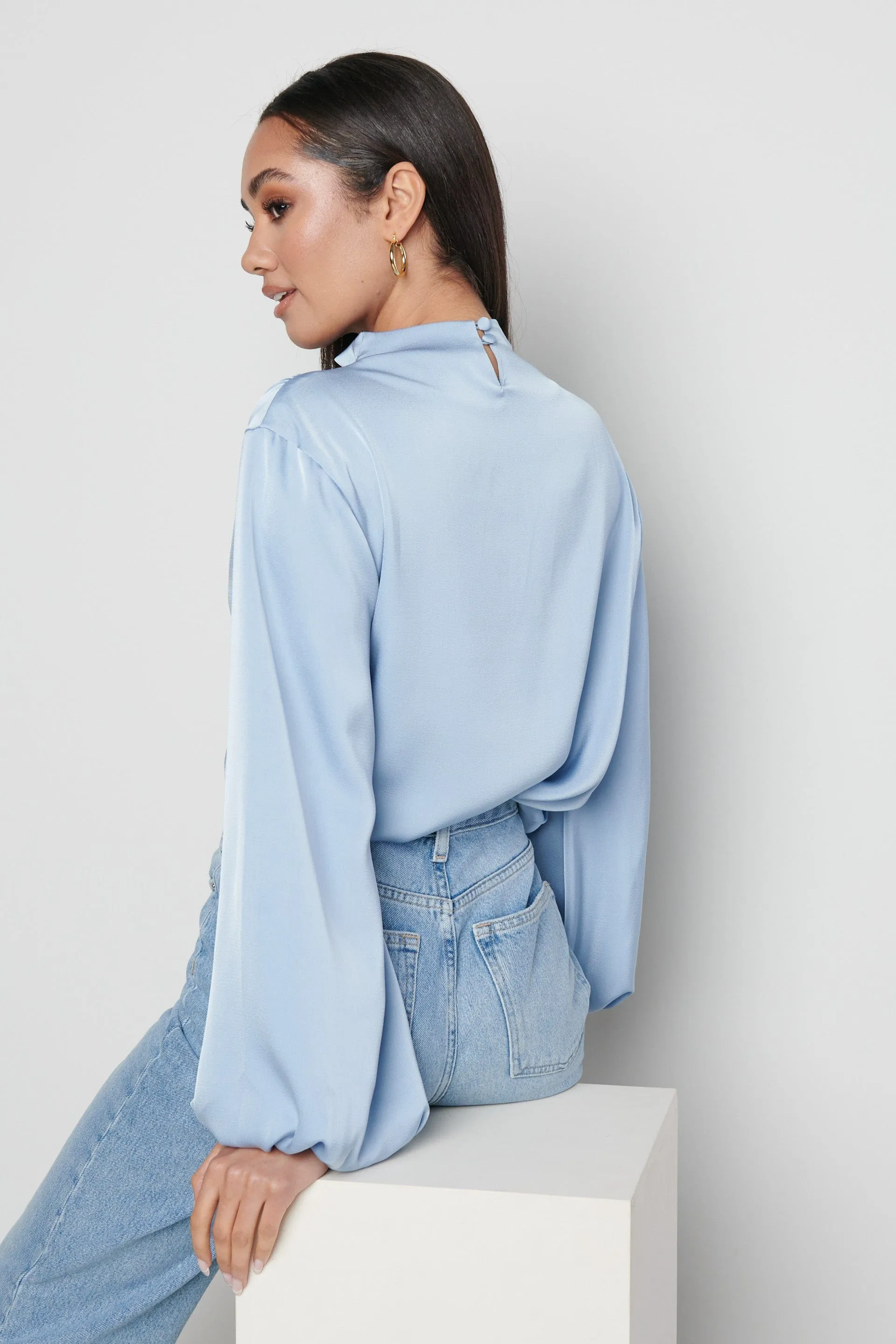 Tate Pleated Blouse- Blue