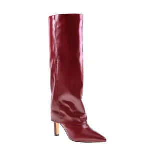 The Fave Boot In Red: Overlay Red Knee Boot