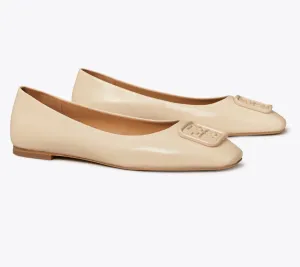 TORY BURCH GEORGIA LEATHER SQUARE TOE BALLET FLATS