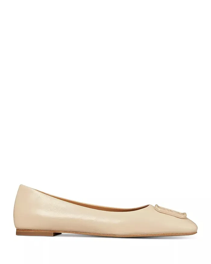 TORY BURCH GEORGIA LEATHER SQUARE TOE BALLET FLATS