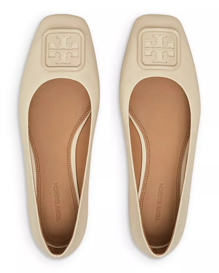 TORY BURCH GEORGIA LEATHER SQUARE TOE BALLET FLATS