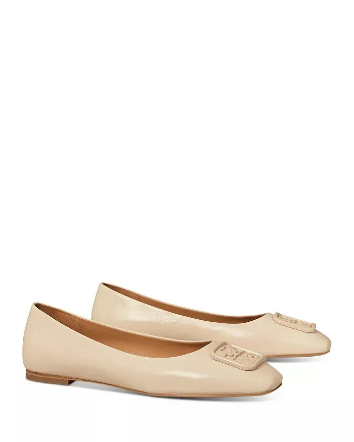 TORY BURCH GEORGIA LEATHER SQUARE TOE BALLET FLATS