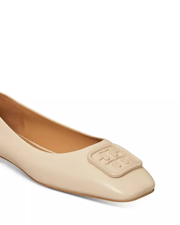 TORY BURCH GEORGIA LEATHER SQUARE TOE BALLET FLATS